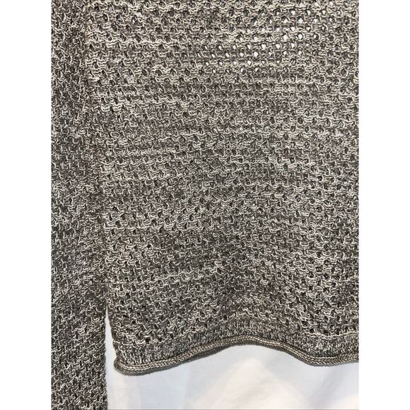 Roxy Fishnet Crochet Sweater Womens Medium Heathered Gray Grunge Coastal Beach - Picture 6 of 15